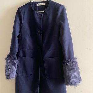 Coat light   Royal Blue Faux Fur